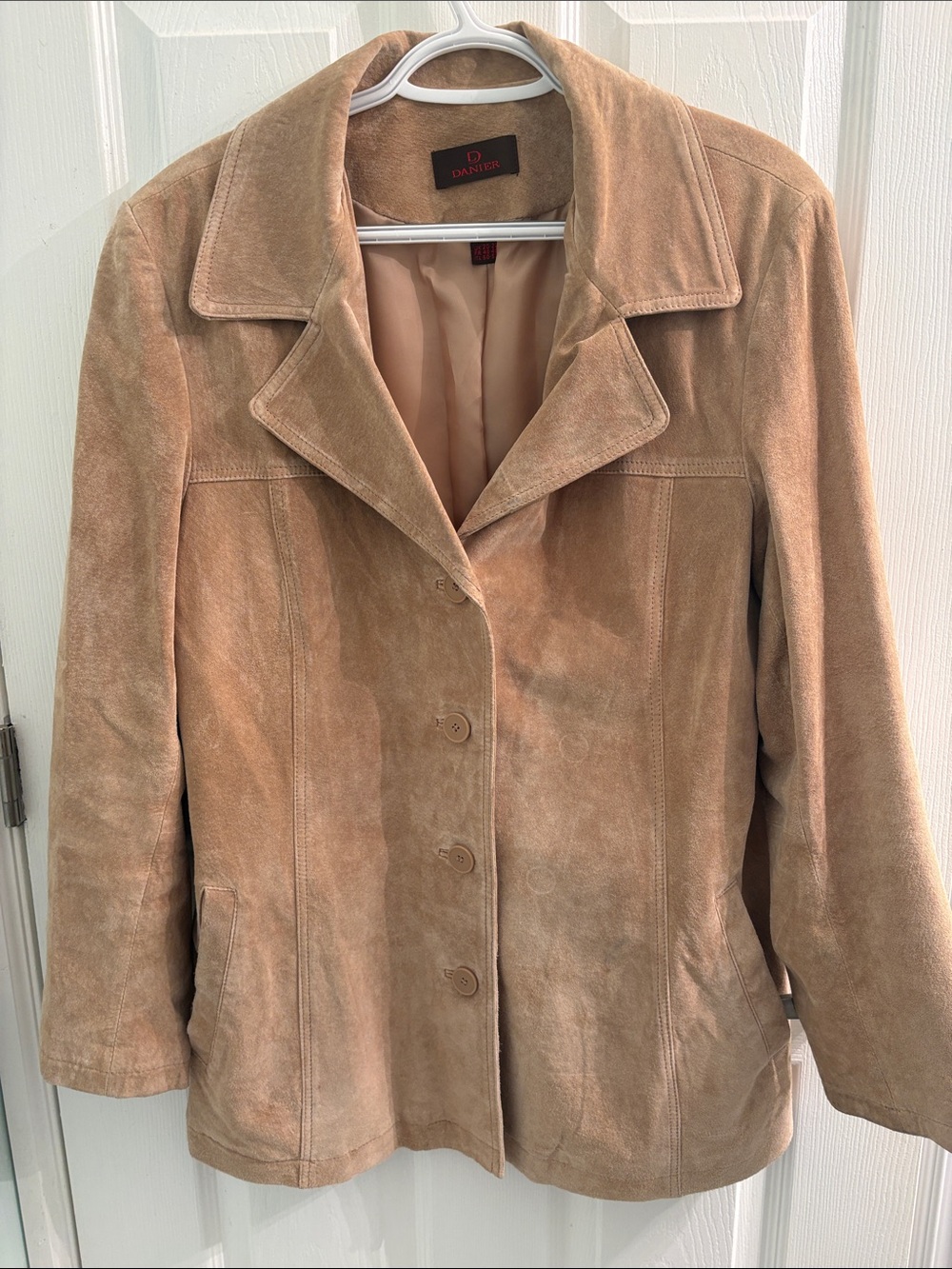Danier Women's Light Beige Suede Button-Front Jacket